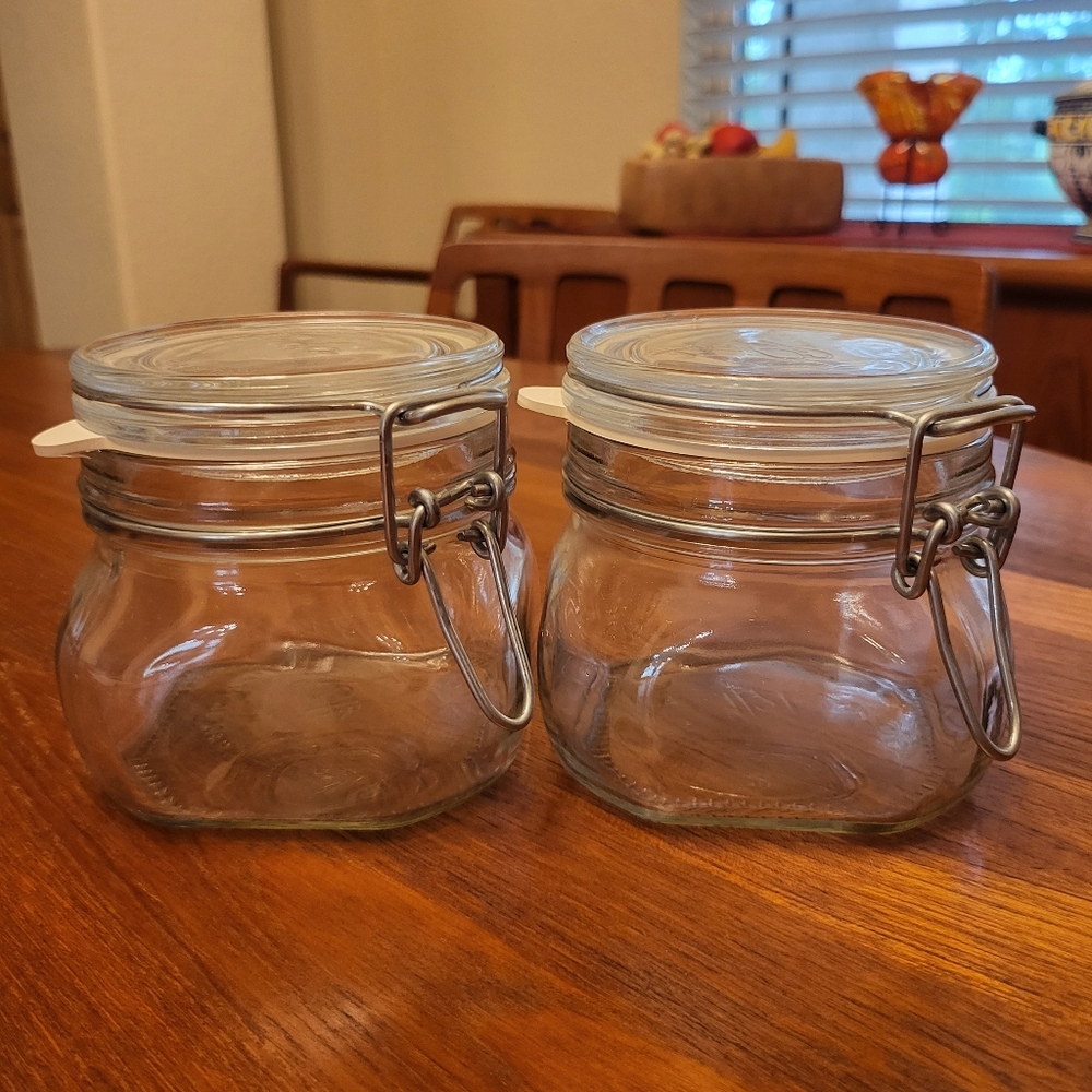 Set of Two Clear Glass Storage Jars